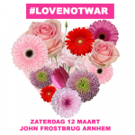 Steunbetuiging sierteelt met bloemenharten en ‘ALL YOU NEED IS LOVE’